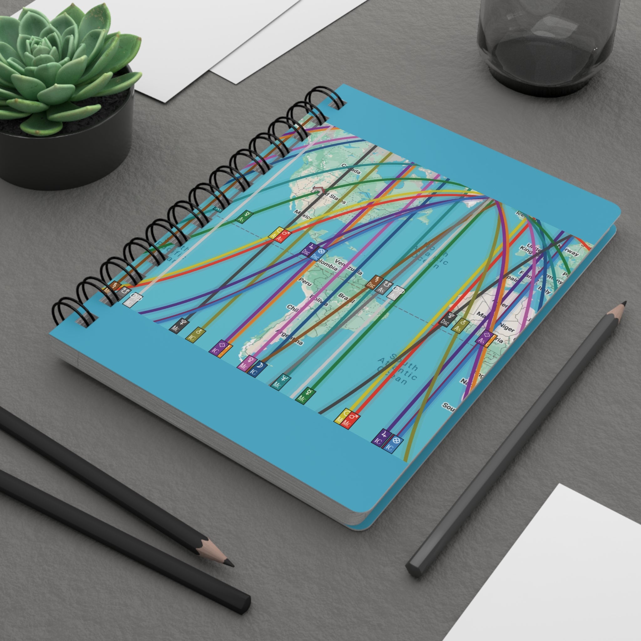Personalized Astrocartography World Map Notebook / Travel Journal 📔
