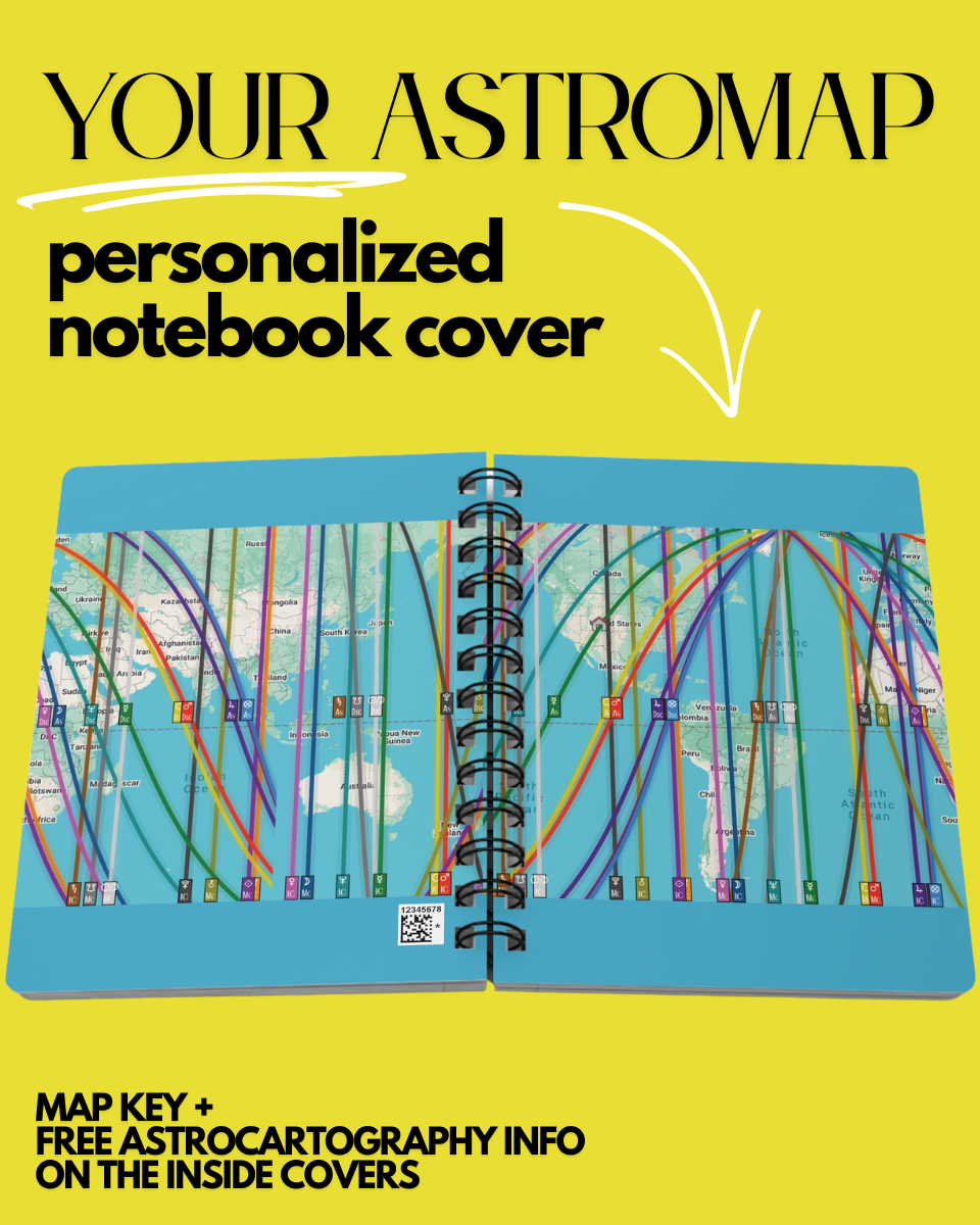 Personalized Astrocartography World Map Notebook / Travel Journal 📔